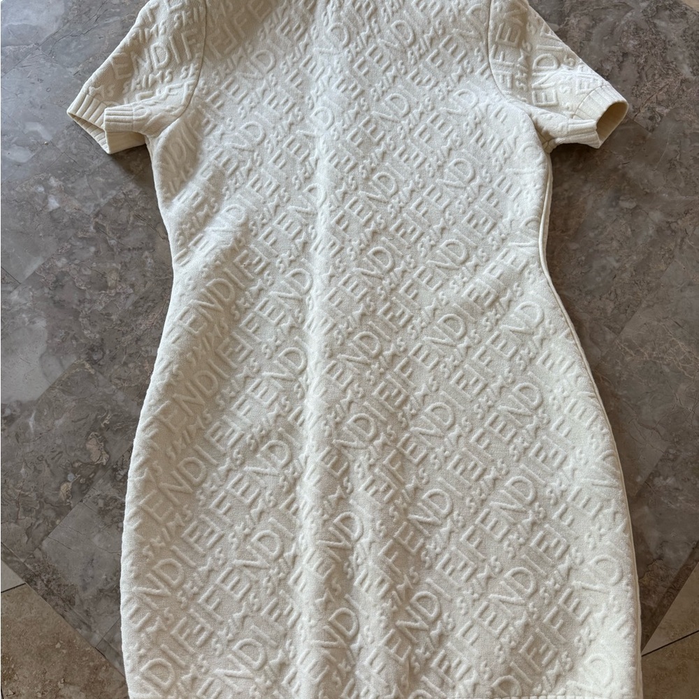 Fendi (Skims) Ivory Embossed Mini Dress